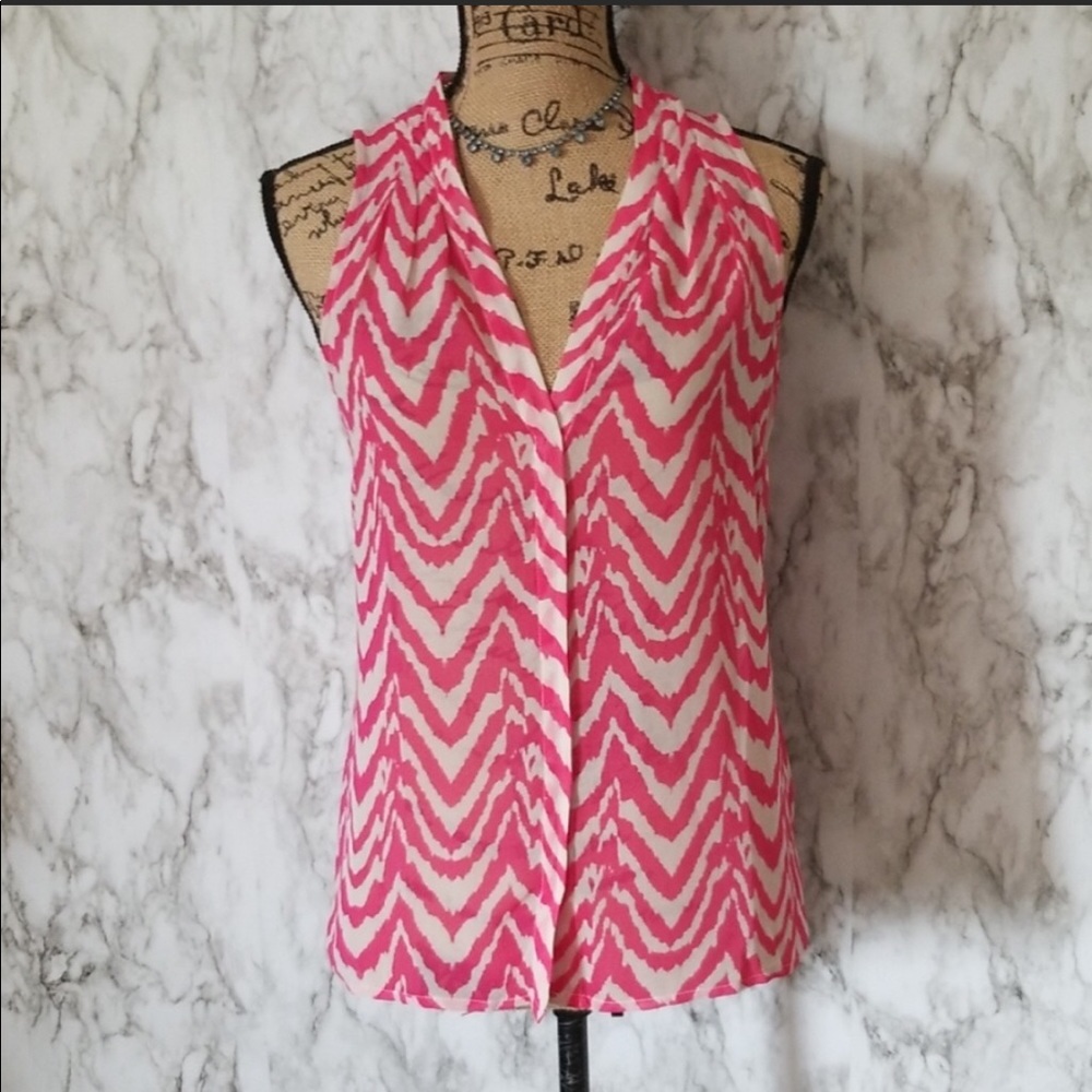 Banana republic pink and white sheer top